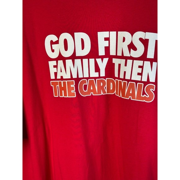 God First Family Then The Cardinals T-Shirt Size 2XL Red MLB Baseball Fan Gear - Picture 4 of 6